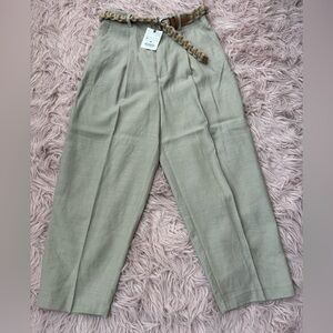 Zara Pleated Hem Pants with Belt M